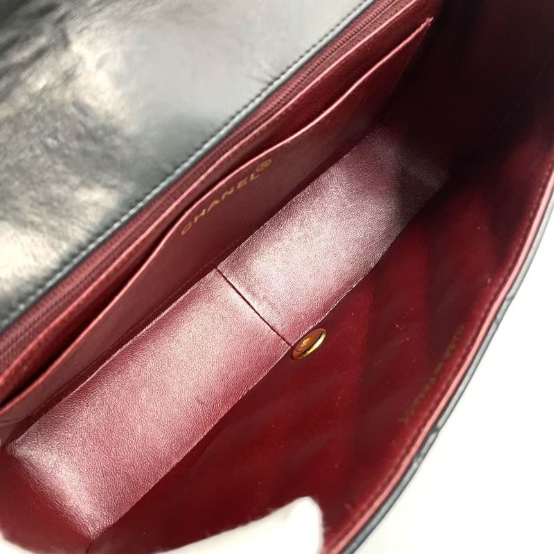 Chanel Diana Matelasse Serial Number Unknown Leather Black Shoulder Bag Gold