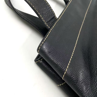 Chanel Coco Mark Caviar Skin Serial No 7 Caviar Skin Black Tote Bag Silver