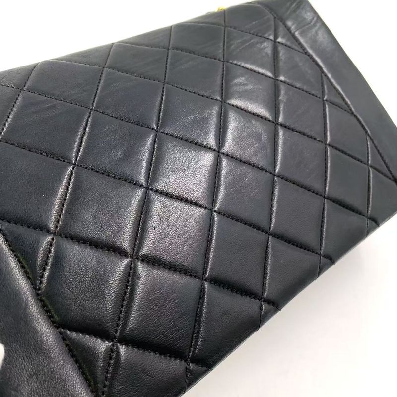 Chanel Diana Matelasse Serial Number Unknown Leather Black Shoulder Bag Gold