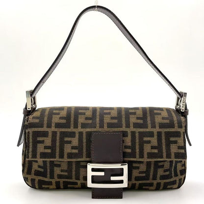 Fendi Mamma Bucket Zucca Pattern Shoulder Bag Canvas Brown And Beige Handbag