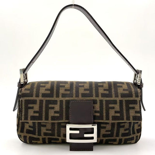 Fendi Mamma Bucket Zucca Pattern Shoulder Bag Canvas Brown And Beige Handbag