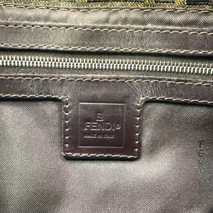 Fendi Mamma Bucket Zucca Pattern Shoulder Bag Canvas Brown And Beige Handbag