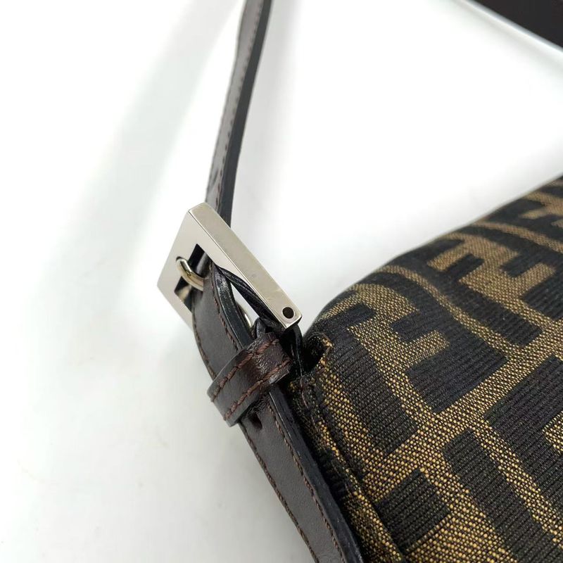 Fendi Mamma Bucket Zucca Pattern Shoulder Bag Canvas Brown And Beige Handbag