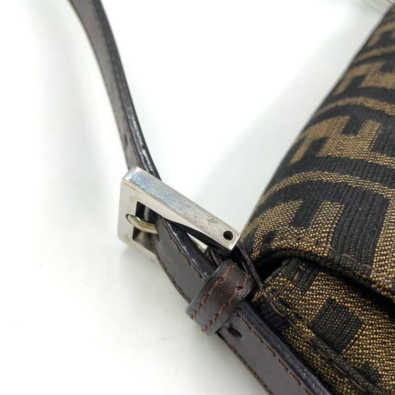 Fendi Mamma Bucket Zucca Pattern Shoulder Bag Canvas Brown And Beige Handbag