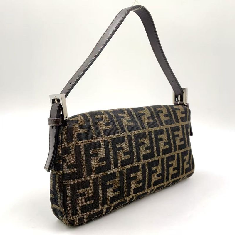 Fendi Mamma Bucket Zucca Pattern Shoulder Bag Canvas Brown And Beige Handbag