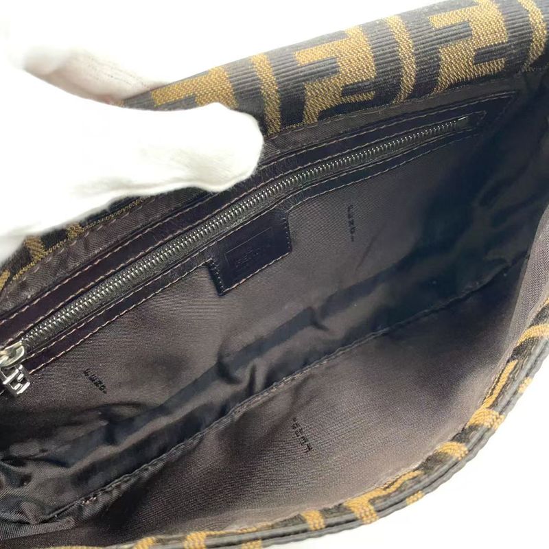 Fendi Mamma Bucket Zucca Pattern Shoulder Bag Canvas Brown And Beige Handbag