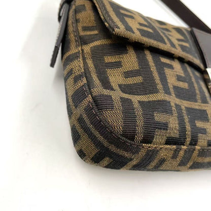 Fendi Mamma Bucket Zucca Pattern Shoulder Bag Canvas Brown And Beige Handbag