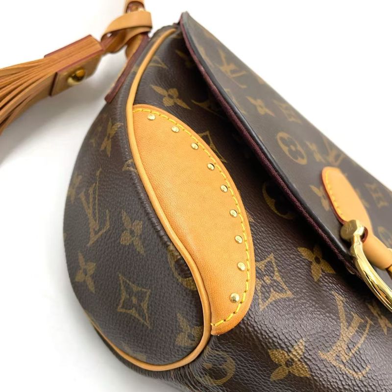 Louis Vuitton Saint-cloud Monogram Leather × PVC Brown Shoulder Bag Gold M41481