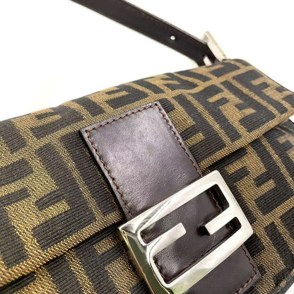 Fendi Mamma Bucket Zucca Pattern Shoulder Bag Canvas Brown And Beige Handbag