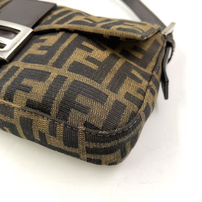 Fendi Mamma Bucket Zucca Pattern Shoulder Bag Canvas Brown And Beige Handbag