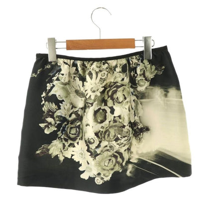 Prada 2009 Silk Miniskirt Trapeze 38 Black Khaki Ivory ES - GY57