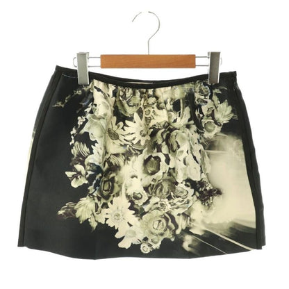 Prada 2009 Silk Miniskirt Trapeze 38 Black Khaki Ivory ES - GY57