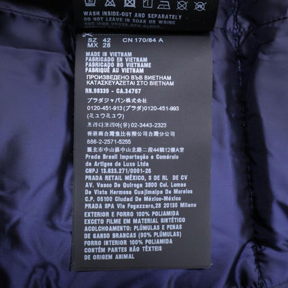 Prada29z660 Hoodie Down With Belt 42 Navy Blue Long Coat