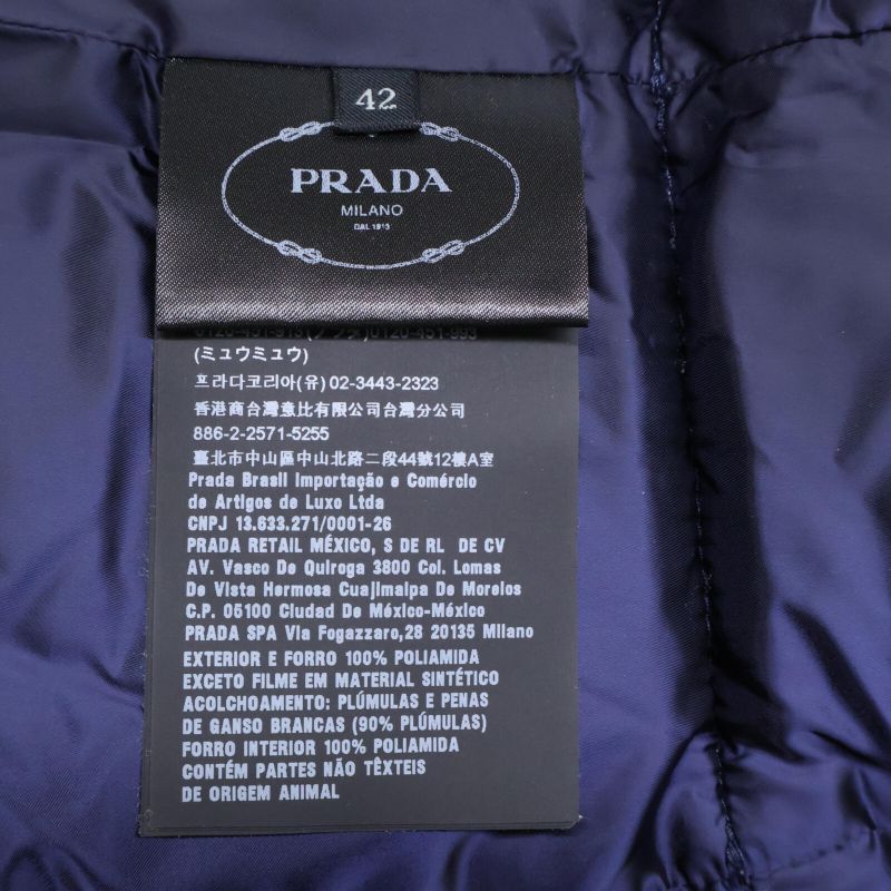 Prada29z660 Hoodie Down With Belt 42 Navy Blue Long Coat