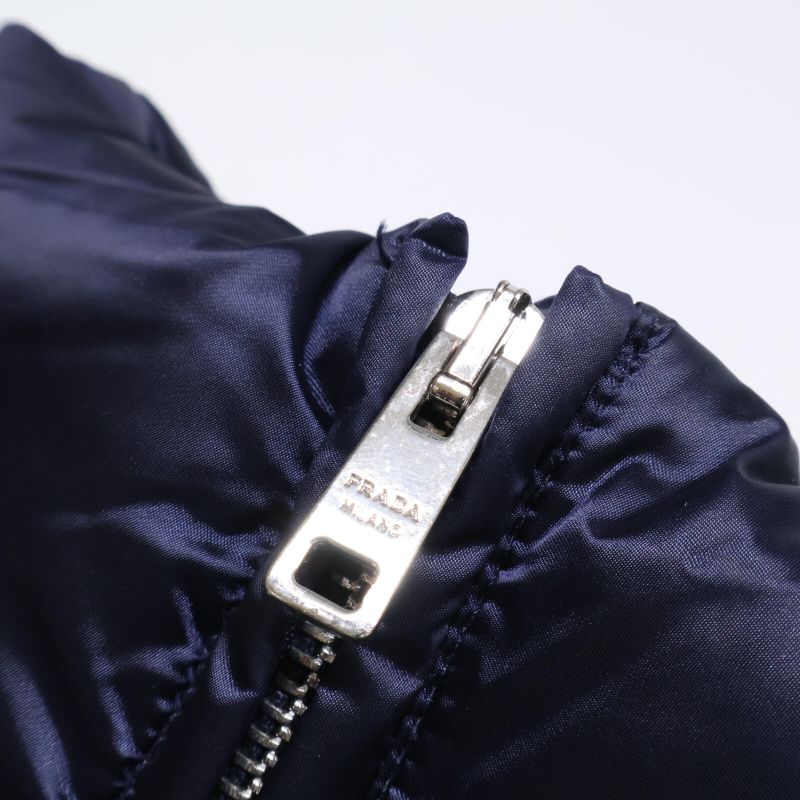Prada29z660 Hoodie Down With Belt 42 Navy Blue Long Coat