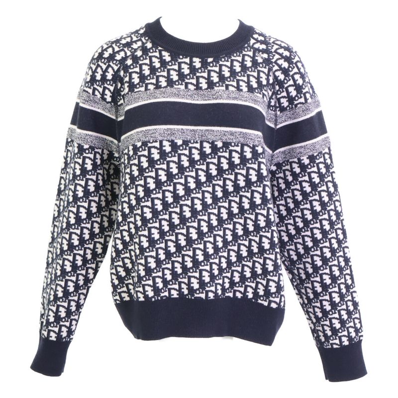 Christian DIOR Beautiful 054s55am055 Cashmere Oblique Reversible Round Neck