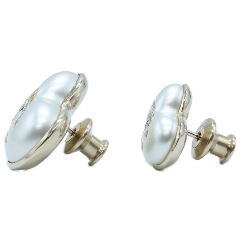 Chanel Similar A22V Ab7007 Coco Mark Rhinestone Heart Motif Faux Pearl Brooch