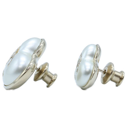 Chanel Similar A22V Ab7007 Coco Mark Rhinestone Heart Motif Faux Pearl Brooch