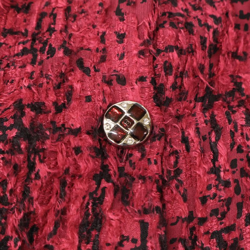 Chanel 22AW P73159v64621 Tweed Silk Bow Tie Back Button Blouse 36