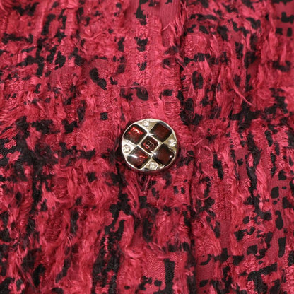 Chanel 22AW P73159v64621 Tweed Silk Bow Tie Back Button Blouse 36