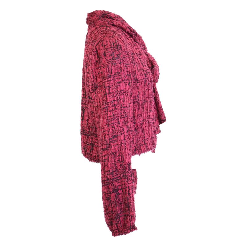 Chanel 22AW P73159v64621 Tweed Silk Bow Tie Back Button Blouse 36