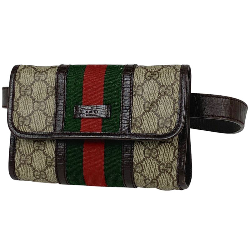 Gucci GG Pattern Belt Bag Waist Bag Sherry Line Web Body Bag Coated Canvas