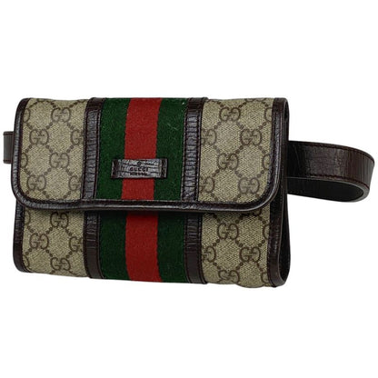 Gucci GG Pattern Belt Bag Waist Bag Sherry Line Web Body Bag Coated Canvas