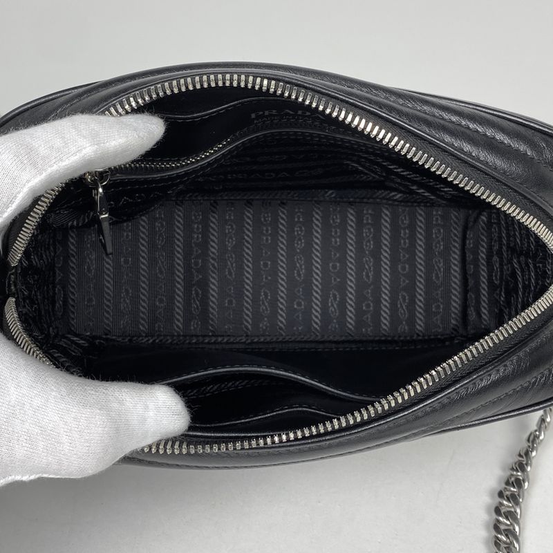 Prada Diagram Chain Shoulder Bag Logo Shoulder Bag Leather Nero (black) 1bh083