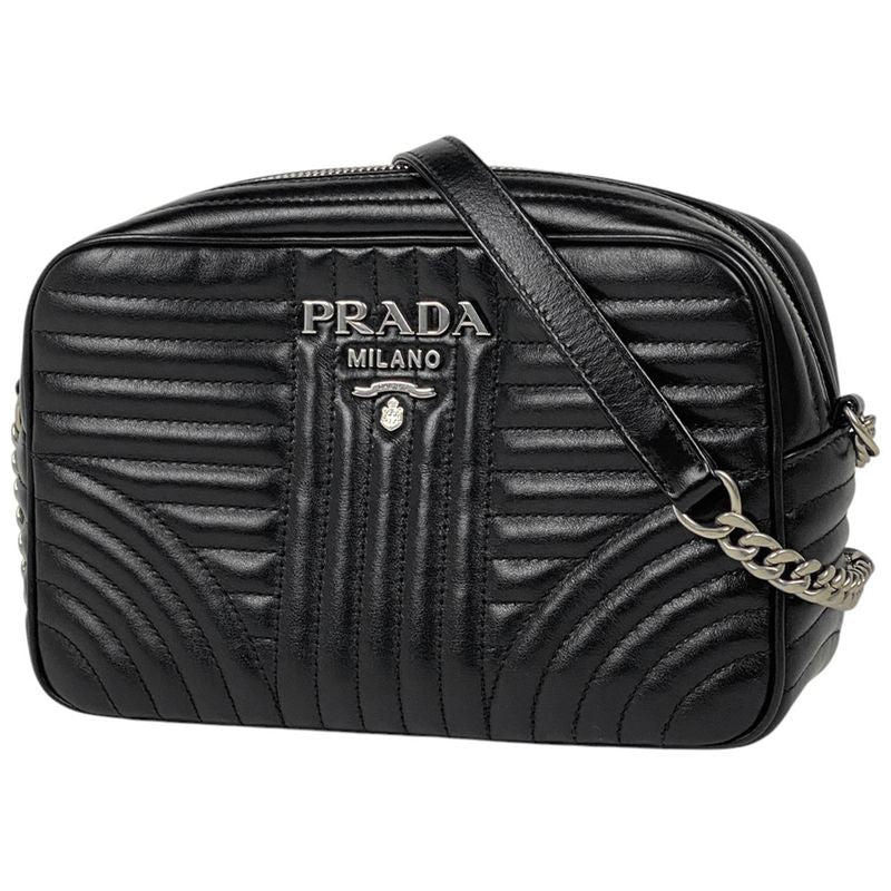 Prada Diagram Chain Shoulder Bag Logo Shoulder Bag Leather Nero (black) 1bh083