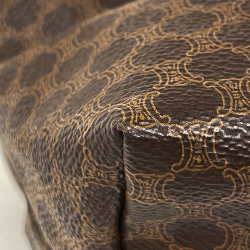 Celine Macadam Pattern Handbag Pouch Handbag Coated Canvas Brown Women