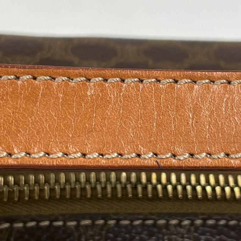 Celine Macadam Pattern Handbag Pouch Handbag Coated Canvas Brown Women