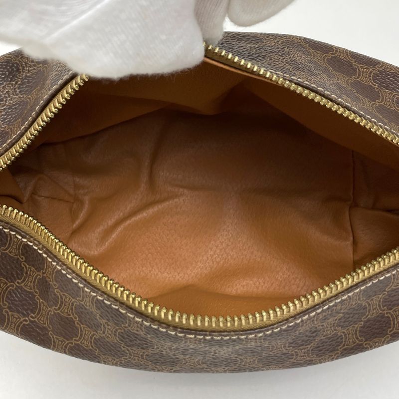 Celine Macadam Pattern Handbag Pouch Handbag Coated Canvas Brown Women