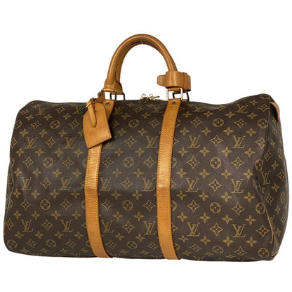 Louis Vuitton Keepall 50 Handbag Travel Business Boston Bag Monogram Brown