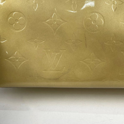Louis Vuitton Reed PM Tote Bag Enamel Patent Handbag Monogram Vernis Beige