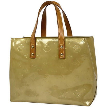 Louis Vuitton Reed PM Tote Bag Enamel Patent Handbag Monogram Vernis Beige