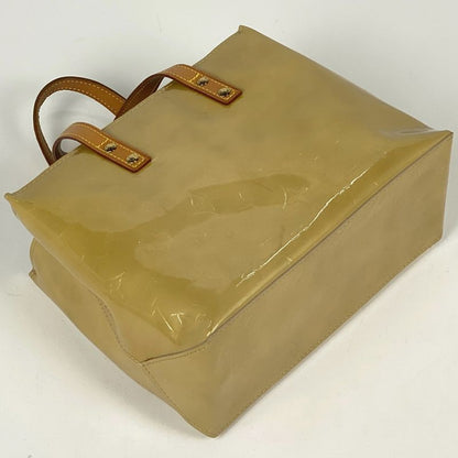 Louis Vuitton Reed PM Tote Bag Enamel Patent Handbag Monogram Vernis Beige