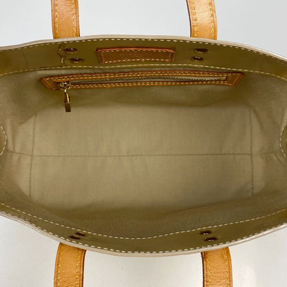 Louis Vuitton Reed PM Tote Bag Enamel Patent Handbag Monogram Vernis Beige