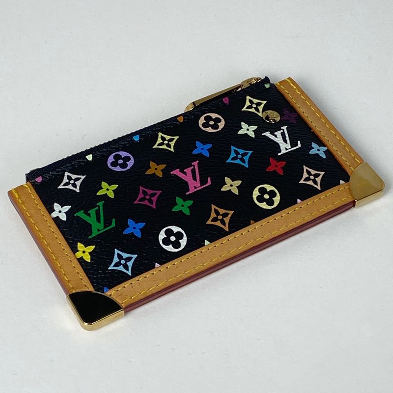 Louis Vuitton Pochette Cles Key Ring Coin Case Monogram Multicolor Noir Black