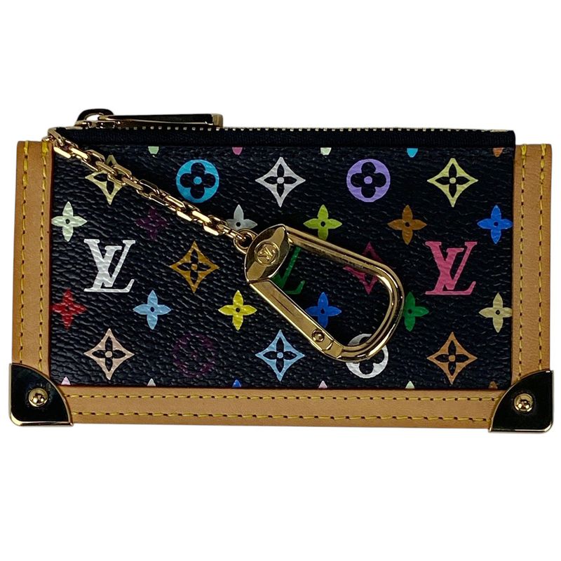 Louis Vuitton Pochette Cles Key Ring Coin Case Monogram Multicolor Noir Black