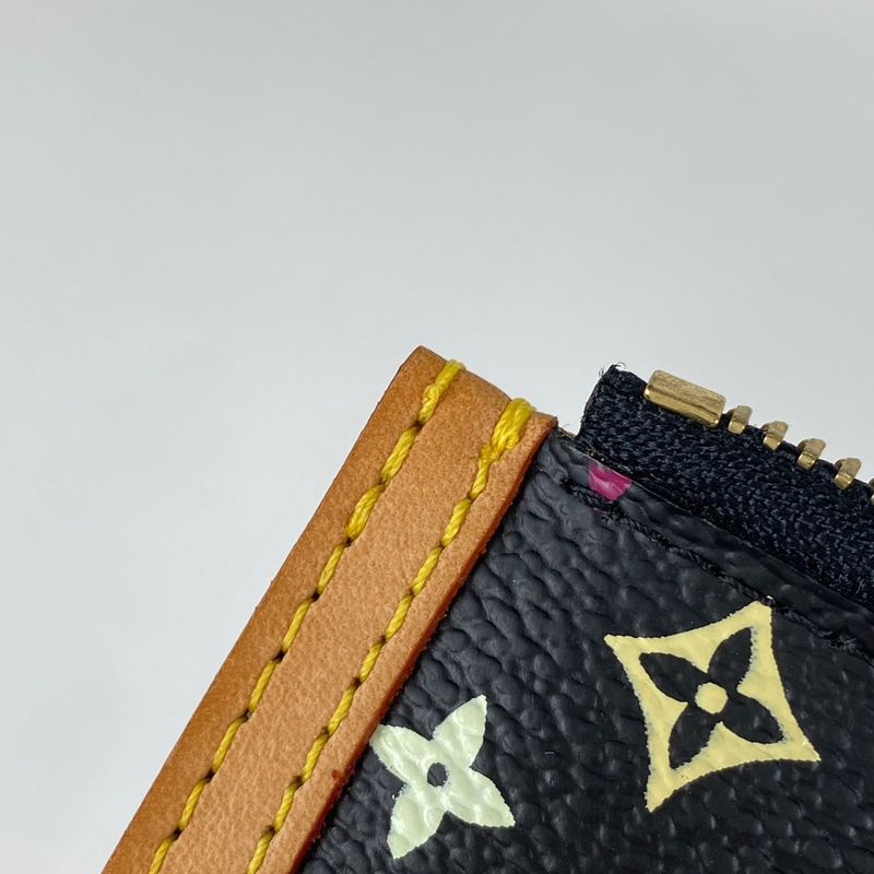 Louis Vuitton Pochette Cles Key Ring Coin Case Monogram Multicolor Noir Black