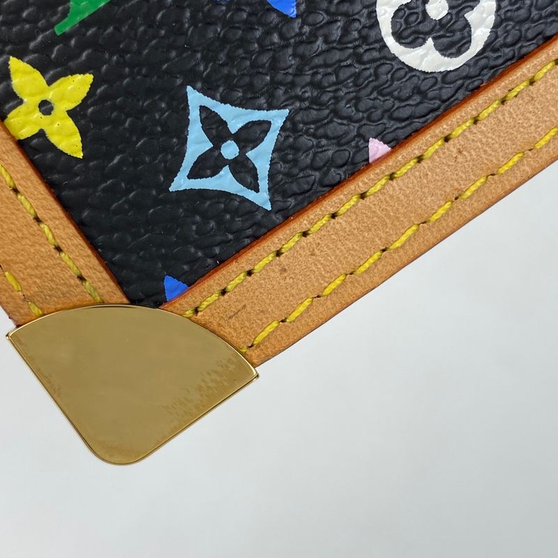 Louis Vuitton Pochette Cles Key Ring Coin Case Monogram Multicolor Noir Black