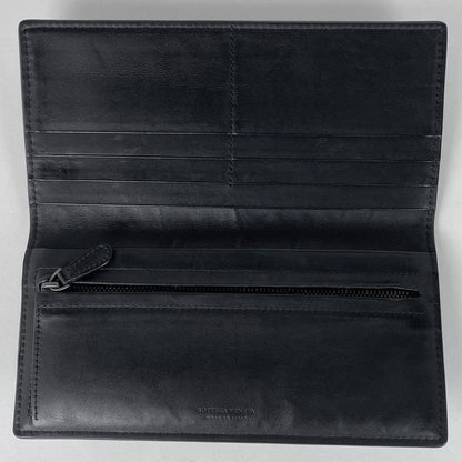 Bottega Veneta Intrecciato Fold Long Wallet Leather Black Men's