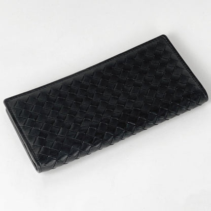 Bottega Veneta Intrecciato Fold Long Wallet Leather Black Men's