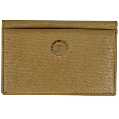 Chanel Coco Button Card Case Coco Mark Card Holder Card Case Leather Beige Women