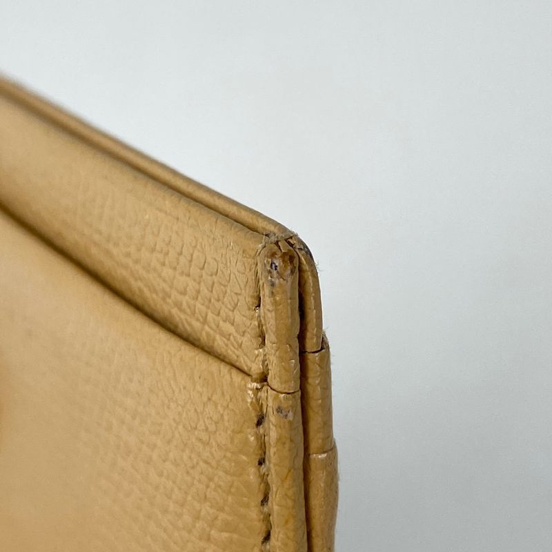 Chanel Coco Button Card Case Coco Mark Card Holder Card Case Leather Beige Women