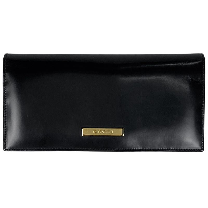 Gucci Logo Fold Long Wallet 035211718240 Men's Long Wallet Leather Black Women's