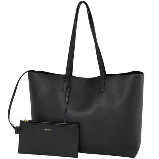 Saint Laurent Logo Tote Shoulder Bag Tote Leather Black Women