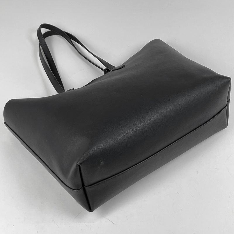 Saint Laurent Logo Tote Shoulder Bag Tote Leather Black Women