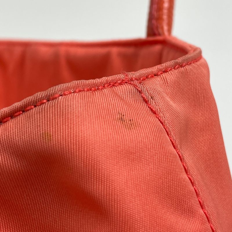 Prada Logo Plate Tote Shoulder Bag Tote Bag Tessuto Nylon Orange Br3855 Women