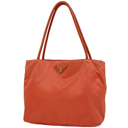 Prada Logo Plate Tote Shoulder Bag Tote Bag Tessuto Nylon Orange Br3855 Women